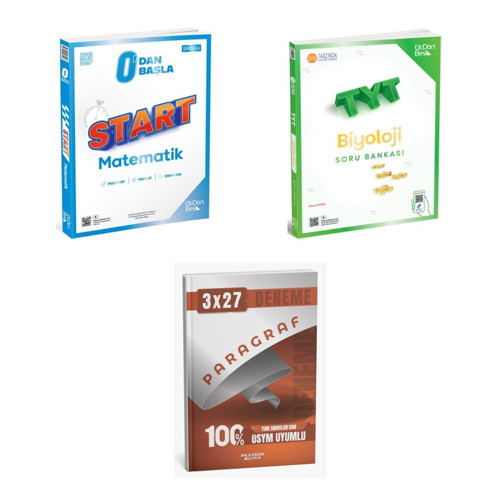 2027 TYT ÜçDörtBeş Sıfırdan Başla Start Matematik + Biyoloji Soru + anla kazan paragraf deneme 3'lü Set