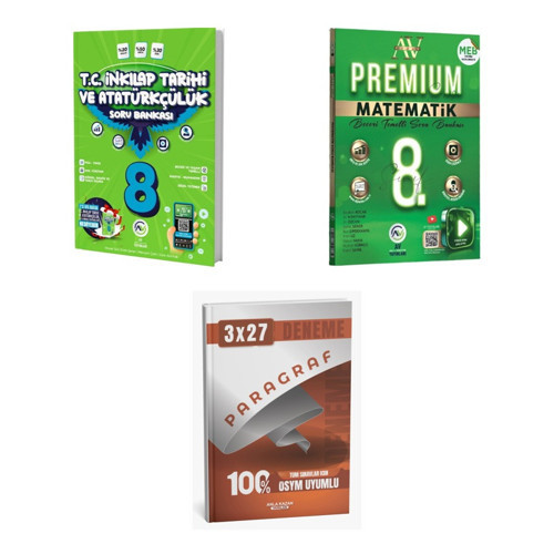 2027 Av 8. Sınıf İnkılap Tarihi ve Atatürkçülük + Matematik Premium Beceri Temelli Soru + Ankapade 3'lü Set