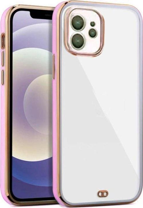 İphone 12 Arka Kapak Kılıf Pembe Kenarlı Rose