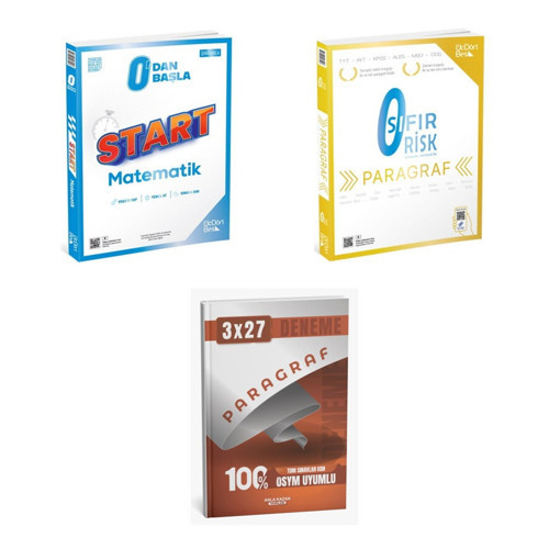 2027 TYT ÜçDörtBeş Sıfırdan Başla Start Matematik + Paragraf Sıfır Risk + anla kazan paragraf deneme 3'lü Set