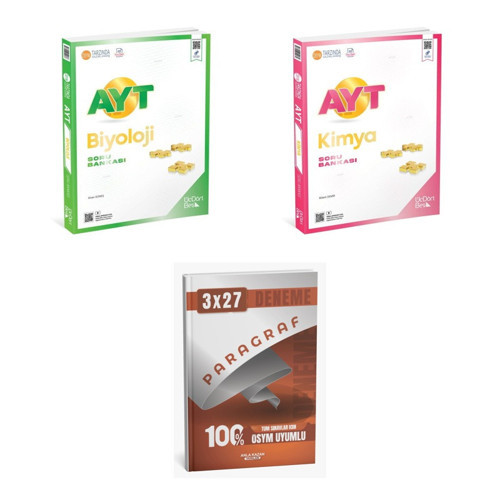 2027 ÜçDörtBeş AYT Biyoloji + Kimya Soru + anla kazan paragraf deneme 3'lü Set