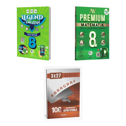 2027 Av 8. Sınıf İngilizce Legend Of English Test Book + Matematik Premium Beceri Temelli Soru + Ankapade 3'lü Set