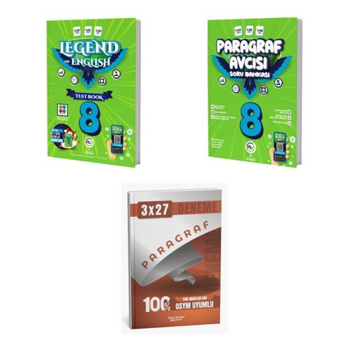 2027 Av 8. Sınıf İngilizce Legend Of English Test Book + Paragraf Avcısı Soru + anla kazan paragraf deneme 3'lü Set