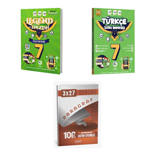 2027 Av 7. Sınıf İngilizce Legend Of English Seri Test Book + Türkçe Soru + anla kazan paragraf deneme 3'lü Set