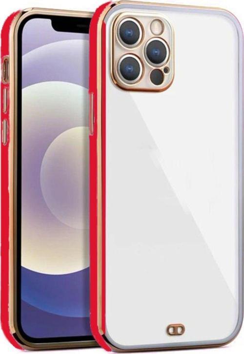 İphone 13 Pro Max Arka Kapak Kılıf Kırmızı Kenarlı Rose