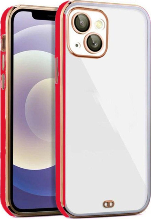 İphone 14 Plus Arka Kapak Kılıf Kırmızı Kenarlı Rose