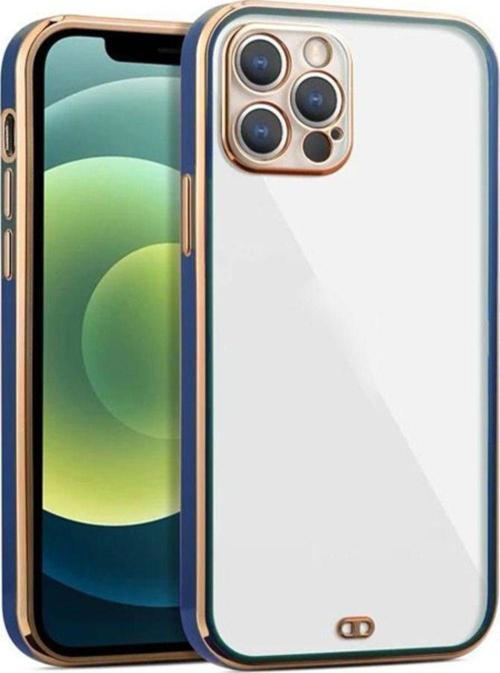 İphone 14 Pro Arka Kapak Kılıf Mavi Kenarlı Rose