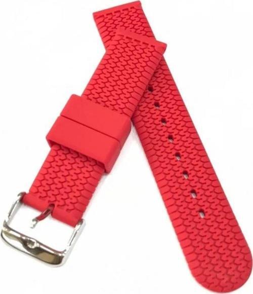 20 mm Renkli Silikon Baskılı Desenli Saat Kordonu Kayışı Kırmızı
