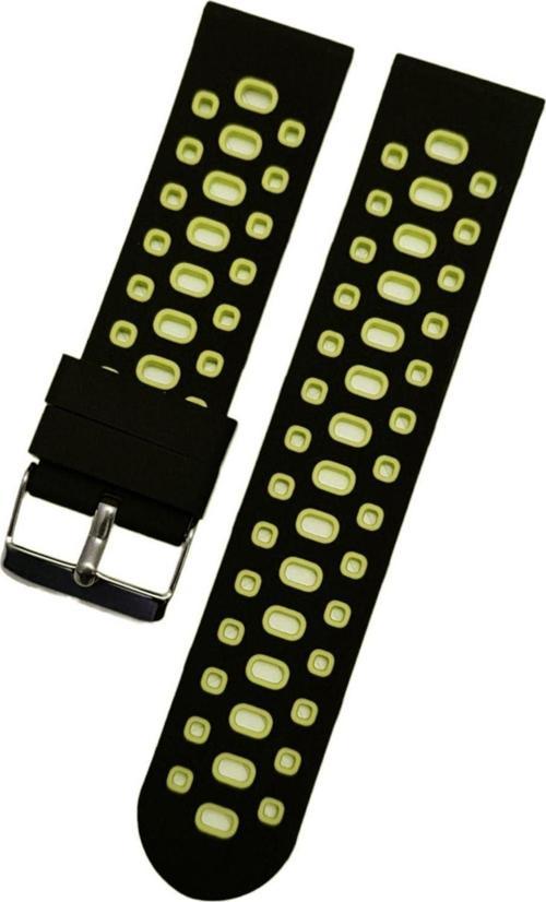 22 mm Akilli-Saat-İcin-22 mm--Desenli-Siyah Sarı -Silikon-Saat-Kordonu-