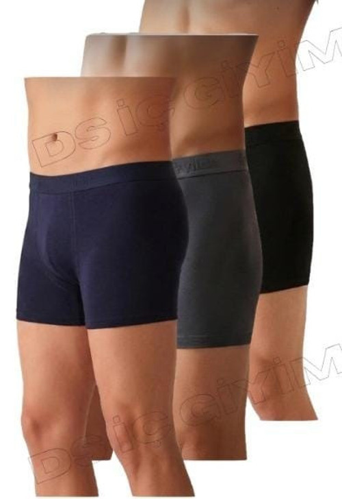 38,40,42 ERKEK MODAL LİKRALI SİYAH, LACİVERT, FÜME BOXER 3 ADET
