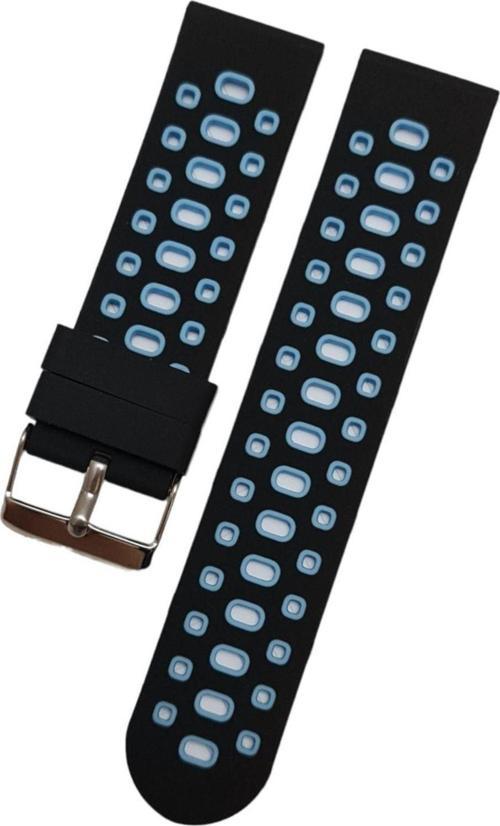 Akıllı Saat İçin 22 mm Mavi Desenli Siyah Silikon Saat Kordonu 256