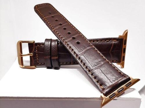 Akıllı Saat Uyumlu Deri Saat Kordonu 34 mm / 42 mm Kahverengi Aparatlı