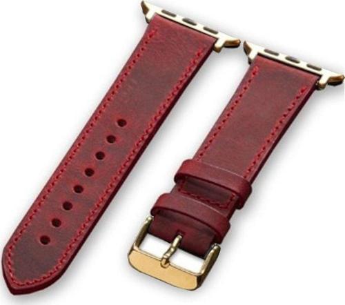 Akıllı Saat Uyumlu Deri Saat Kordonu 34 mm / 42 mm Kırmızı Aparatlı