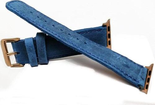 Akıllı Saat Uyumlu Deri Saat Kordonu 34 mm / 42 mm Mavi Aparatlı