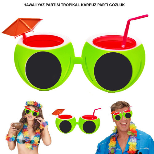 Karpuz Şekilli Tropikal Hawaii Yaza Merhaba Parti Gözlüğü (5680)