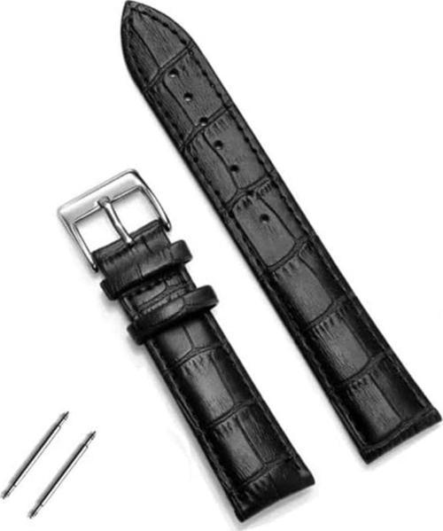 Fossil Saat Uyumlu Croco Siyah< 4 > Renk Deri Saat Kordonu Kayışı 24 mm