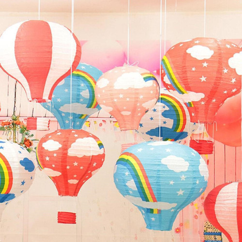 Dekoratif Renkli Kağıt Dilek Feneri Balonu Renkli Uçan Balon (5680)