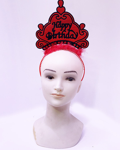 Happy Birthday Neon Kırmızı Renk Doğum Günü Tacı 24x15 cm (5680)