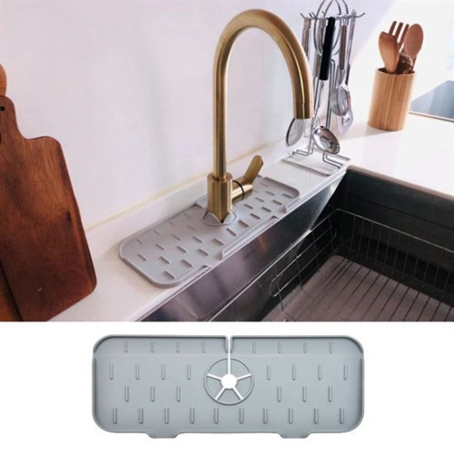 Lavabo İçin Silikon Esnek Mat Musluk Sapı Damlama Tutucu Raf Mutfak Tezgahı Sıçrama Koruma (5680)