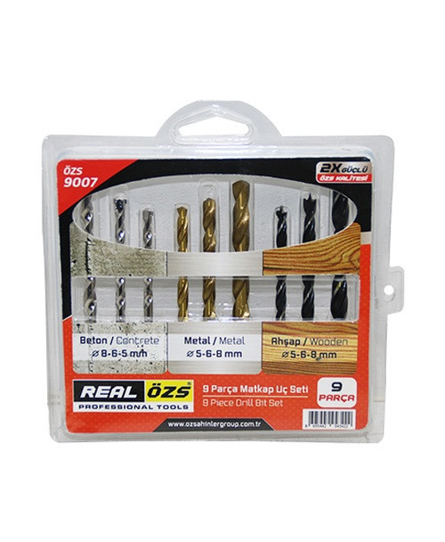 9 PARÇA MATKAP UCU SETİ BETON - METAL - AHŞAP - 5-6-8MM (5680)