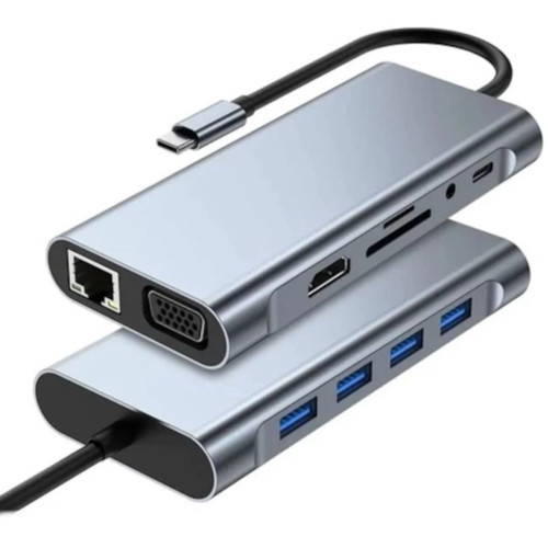 8in1 Type-C Çoklayıcı Hub HDMI 4K USB 3.0 SD TF Kart RJ45 Ethernet Dönüştürücü Adaptör (5680)