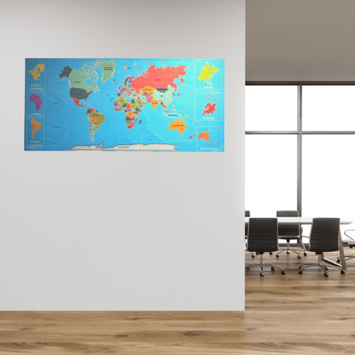 Renkli Atlas Dünya Haritası Manyetik Yapıştırıcı Gerektirmeyen Duvar Stickerı 118 CM * 56 CM (5680)