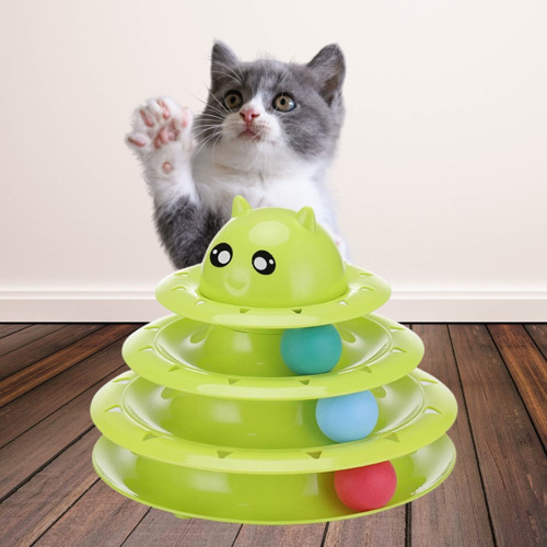 Tower Of Tracks Eğlenceli Üç Katlı Kedi Oyuncağı Seti Kedi Oyunu (5680)