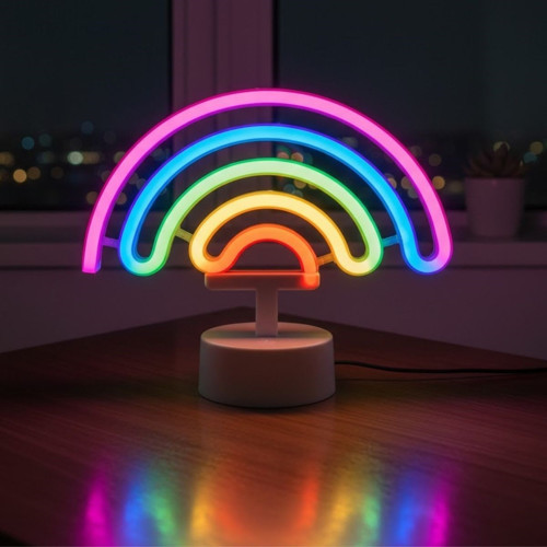 Plastik Gökkuşağı Neon LED Işık – Dekoratif Renkli Masaüstü ve Ambiyans Aydınlatması (5680)