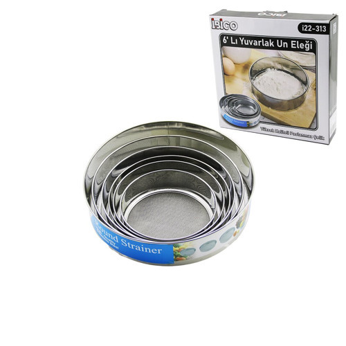 RAUND STRAİNER 6PCS METAL UN ELEK SETİ 15-17.5-19-20.5-24-27CM (5680)