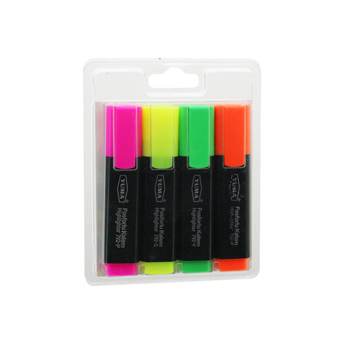 YUMA YM-792-4 792-T-Y-S-P 4PCS FOSFORLU KALEM TURUNCU - YEŞİL - SARI - PEMBE (5680)
