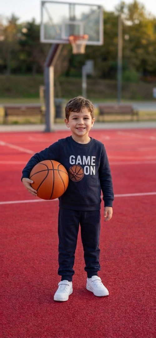 Erkek Çocuk Lacivert Game On Baskılı 3 İplik Pamuklu Takım