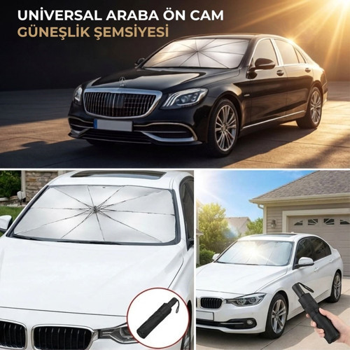 Premium Katlanabilir Araç Ön Cam Güneşliği – Şemsiye Tipi Oto Güneşlik, UV Korumalı Isı Yalıtımlı Ön