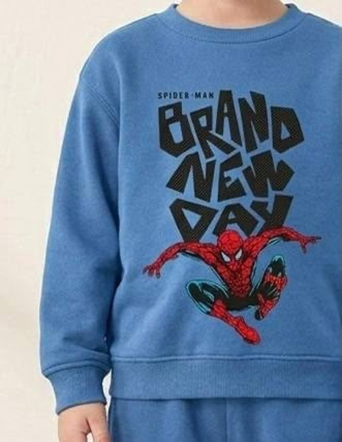 Spiman Baskılı Mavi Pamuklu Eşofman Takımı
