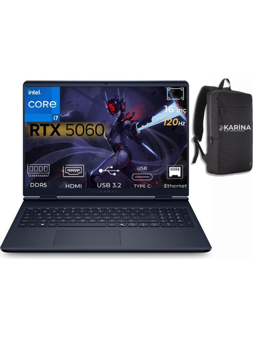Alienware 16 Aurora Intel Core 7-240H AC16250-C716156W-34 96GB 4TB+4TB RTX5060 8GB W11Home 16 inç 2K WQXGA 120Hz WVA Gaming Laptop