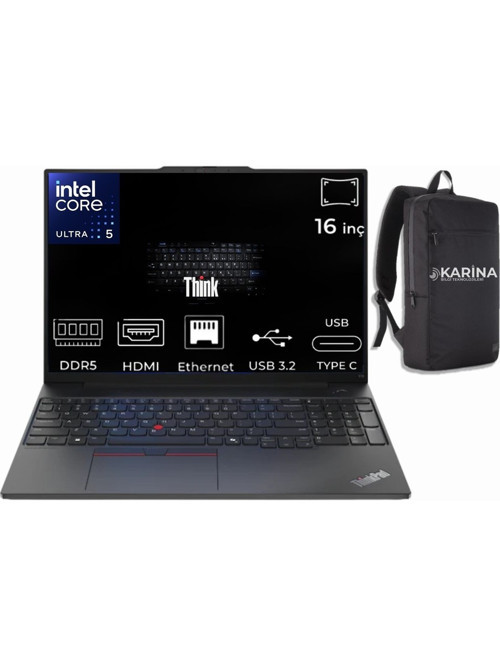 Thinkpad E16 G2 Ultra 5 125U 21MA008YTX-012 96GB 1TB Intel Graphics FreeDos 16" WUXGA Notebook