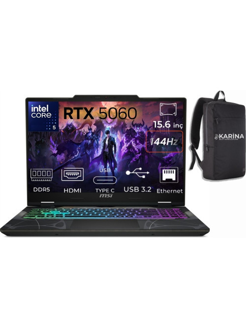 Cyborg 15 Core 5 210H B2RWFKG-207XTR-08 32GB 1TB RTX5060 8GB FreeDos 15.6" 144 Hz Full HD Gaming Laptop & B2RWFKG207XTRK08