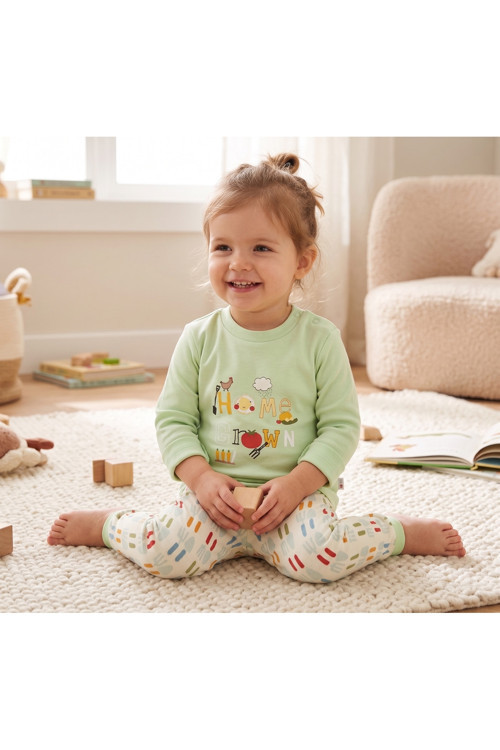 %70 Bambu Pamuklu Bebek Pijama Takımı 3 - 36 Ay