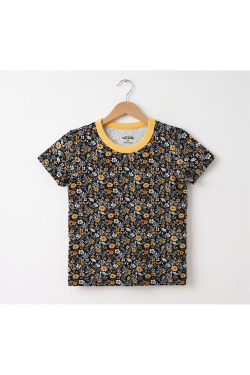 Kız Çocuk %100 Pamuklu Bisiklet Yaka Kısa Kollu Tişört 2-6 Yaş