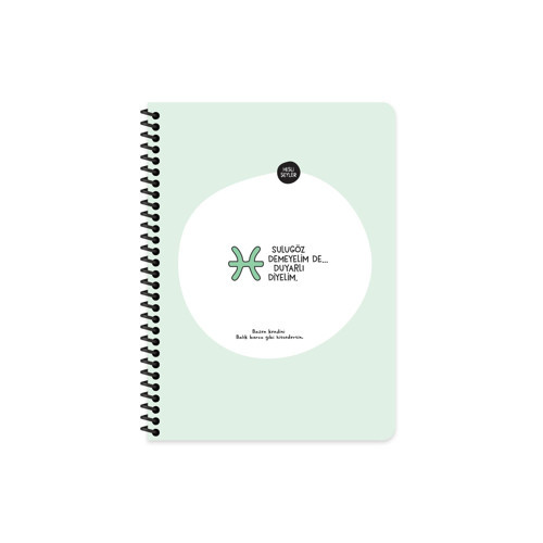 16,5x22,5 Spiralli Karton Kapak Stickerli Çizgili Burçlar Serisi Defter - Sulugöz Demeyelim De Duyarlı Diye