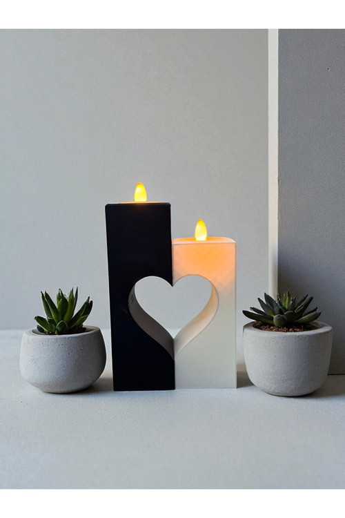 Kalp Tasarımlı Tealight Mumluk-Dekoratif Kalp Figürlü Mumluk-Dekoratif Hediye Seçeneği