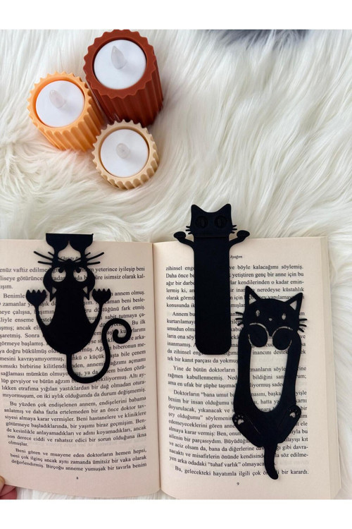 Sevimli Kedi Figürlü Kitap Ayracı Seti – 3’lü Okuma Ayracı - Kitap Severlere Estetik Hediye