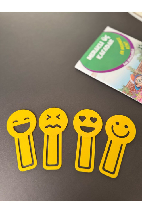 Emoji Kitap Ayracı Seti 4’lü - Sarı Renkli Eğlenceli Okuma Ayracı
