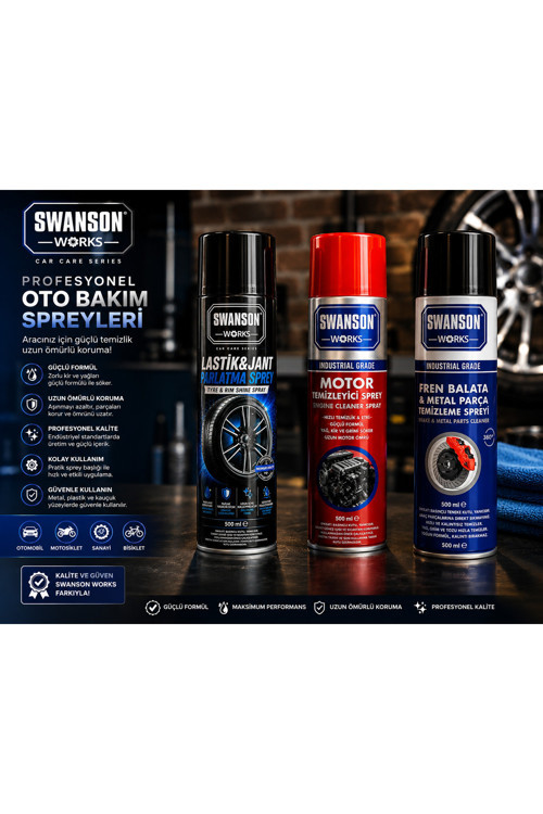 Swanson Works Oto Bakım Sprey Seti 6’lı Paket – Araç Temizlik, Parlatma ve Koruma Seti
