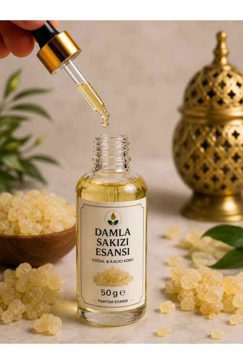 Damla Sakızı Esansı 50 g - Konsantre Parfüm Esansı - Yoğun Damla Sakızı Kokusu - Cam Şişe - Damlalıklı