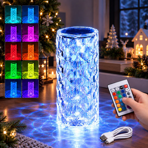 YÜKSEK KALİTE RENKLİ KRİSTAL MASA LAMBASI USB RGB MULTİ COLORS TOTCH LAMP KUMANDALI YILBAŞI IŞIĞI