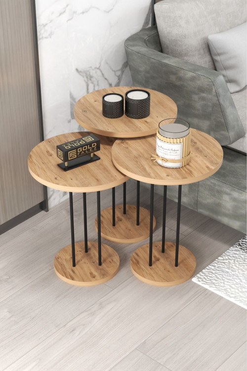 Metal Terra Zigon Çam Kahverengi 3 lü