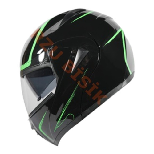 Kask Çene Açılır Vizörlü Md 808 - Vrt Siyah-Yeşil Xl Beden