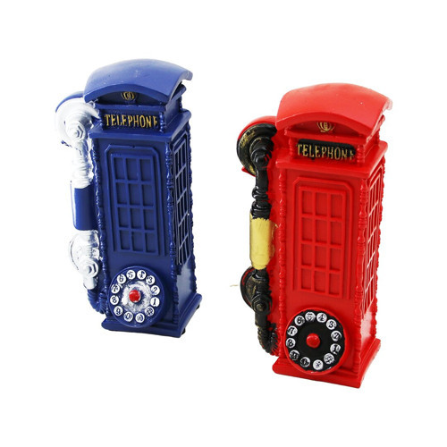 TELEFON KULÜBESİ VİNTAGE DEKORATİF BİBLO - KUMBARA RENKLİ 20X6X6CM REÇİNE (5680)