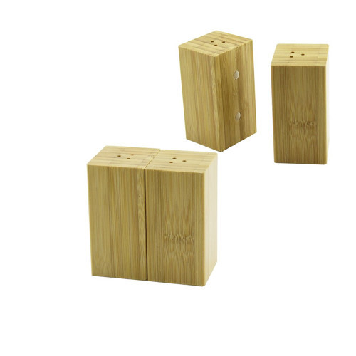 4.5X5CM--Y:9CM 2PCS MIKNATISLI İKİZ AHŞAP BAMBU BAHARATLIK - TUZLUK (5680)