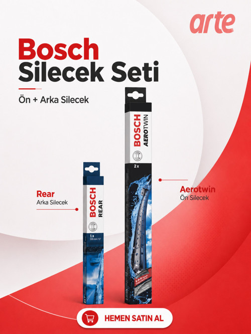 Peugeot 2008 Hybrid | 2023-2026 Uyumlu | Bosch Aerotwin Serisi Ön ve Arka Silecek Takımı| 3'lü Set |